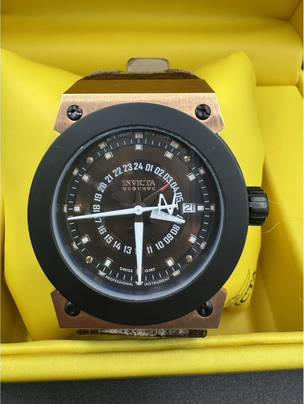 Men's Invicta Reserve Watch Brown Dial & Brown Leather Strap Model F0020 Russian